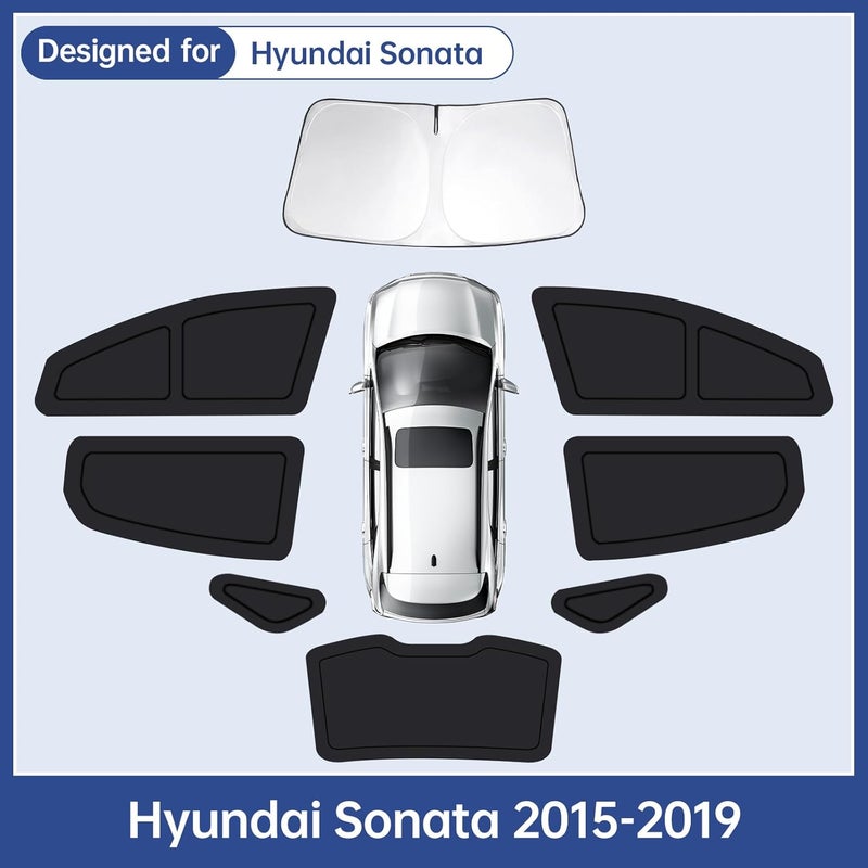 FSHAANY'S Car Window Shades for Hyundai Sonata 2015-2019, Full Car Window Covers for Privacy, Sunshades for Sonata Front Rear Windshield Side Windows to Block UV and Protect Privacy(8pcs) - Image 3